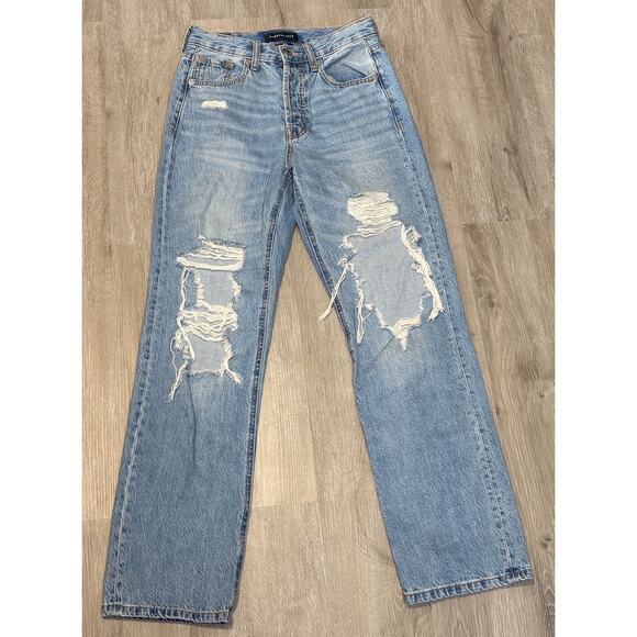 Aéropostale Denim - Aeropostale High Rise 90s Baggy Jeans Women’s Size 4 Blue Distressed Ripped